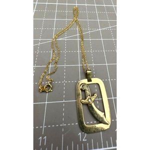Gold Plated Saber Dagger Pendant w/ Spinel 16" Chain